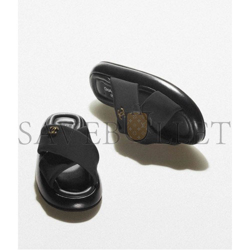 CHANEL MULES 		FABRIC			BLACK G38864 X56508 94305