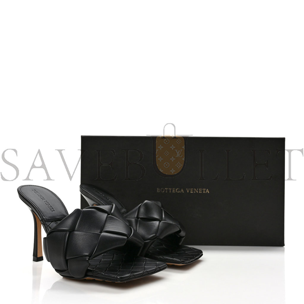 BOTTEGA VENETA NAPPA MAXI INTRECCIATO LIDO MULE SANDALS 37 BLACK