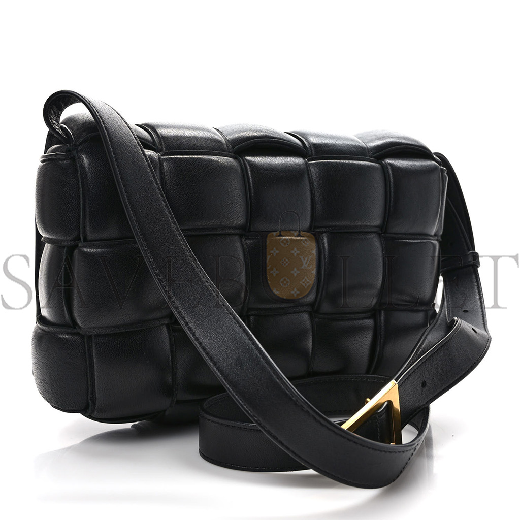 BOTTEGA VENETA NAPPA MAXI INTRECCIATO PADDED CASSETTE CROSSBODY BAG BLACK  (26*18*8cm)