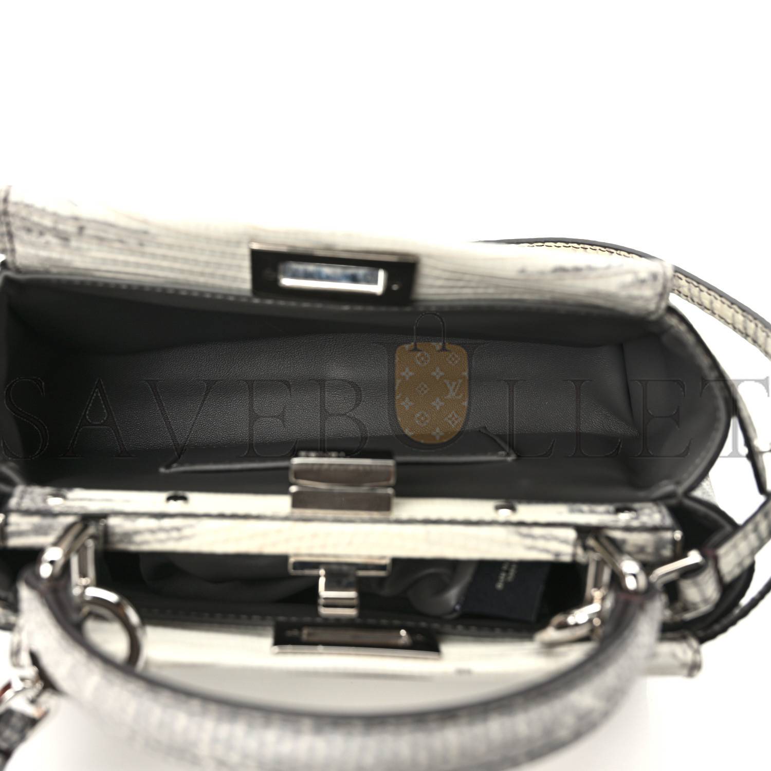 FENDI LIZARD TOGO SHINY NAPPA MINI PEEKABOO ICONIC SATCHEL ROCCIA (23*18*12cm)