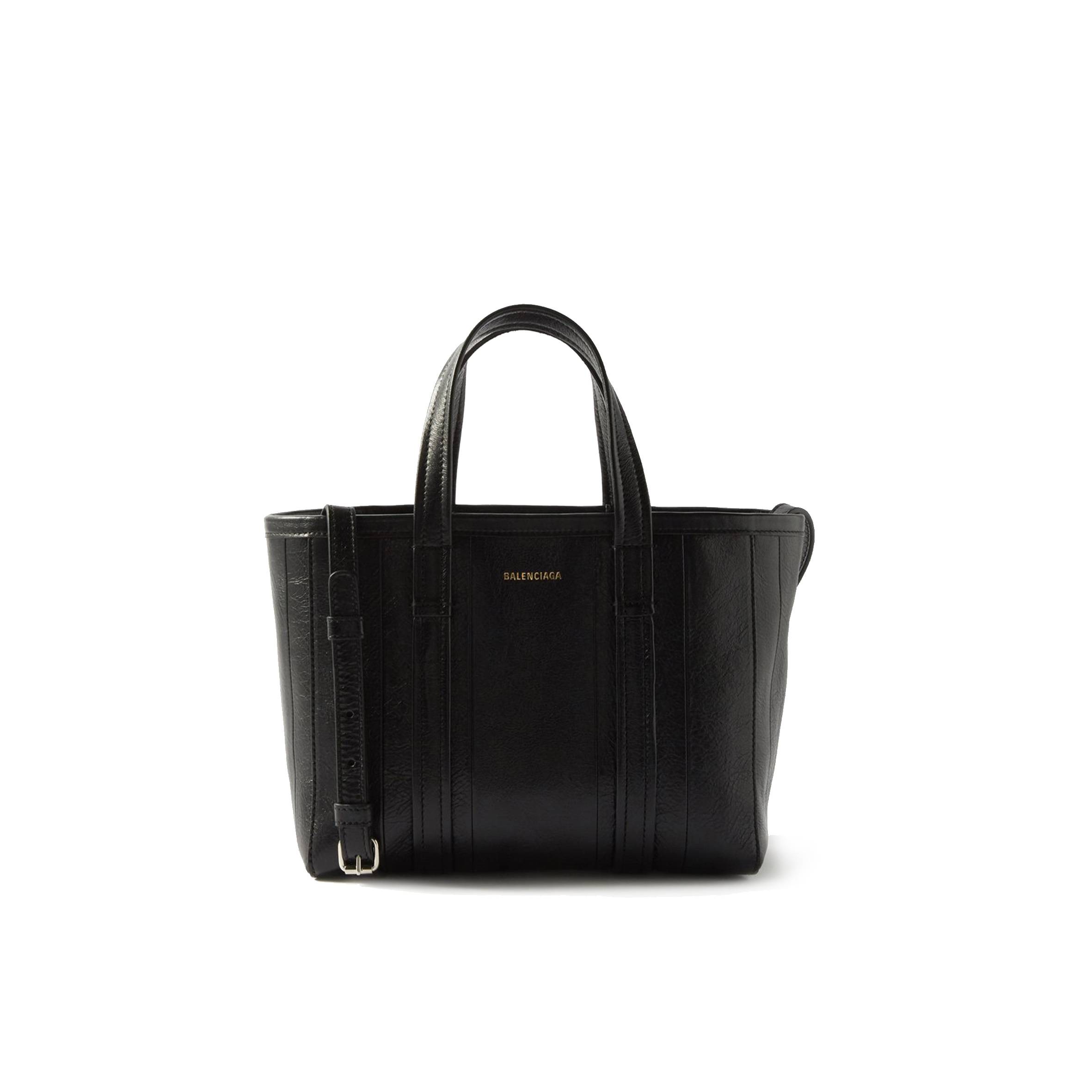 BALENCIAGA BLACK BARBES S CRINKLED-LEATHER TOTE MATCHESFASHION US (23.5*20*10cm)