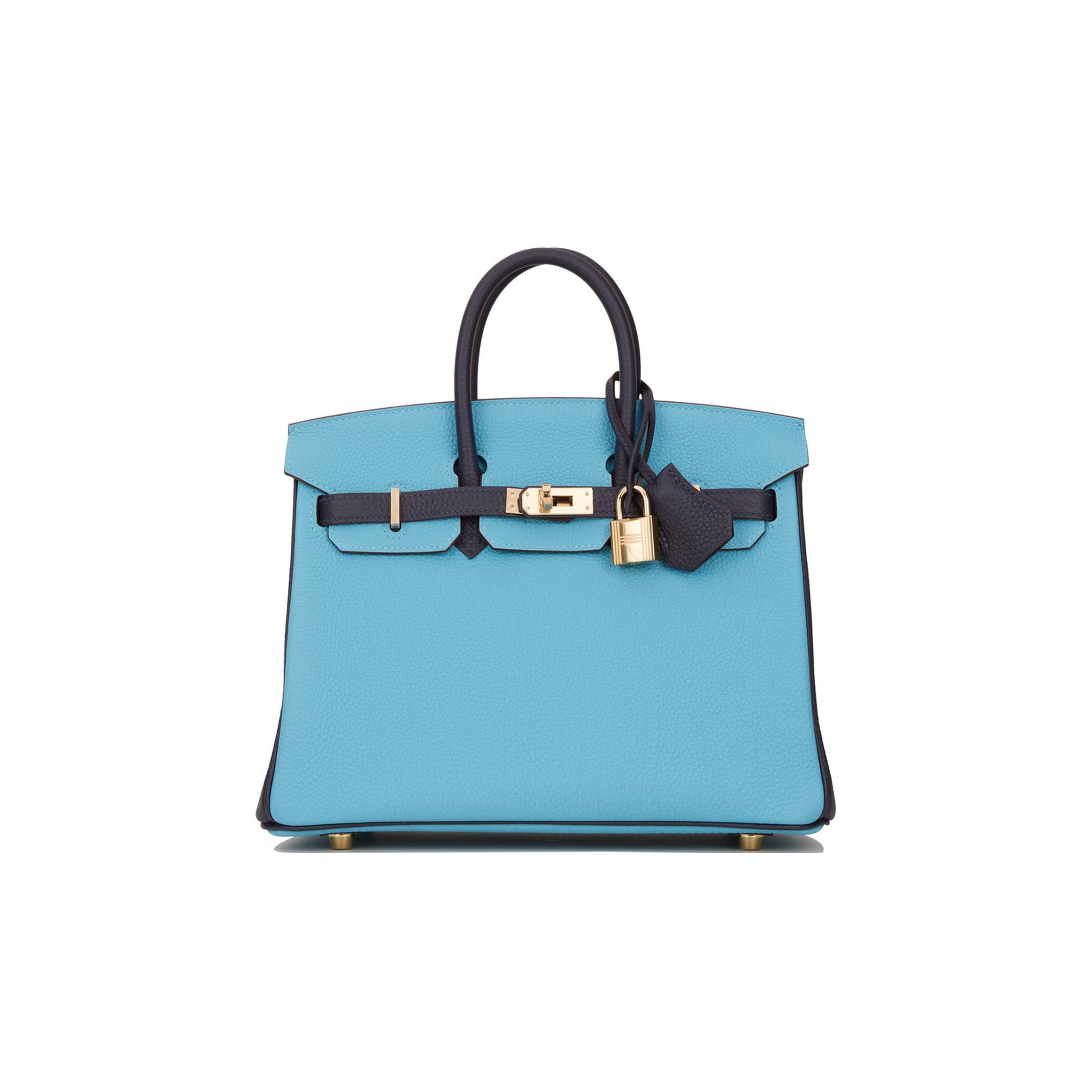 HERMES SPECIAL ORDER (HSS) BIRKIN 25 BLEU DU NORD AND BLEU NUIT TOGO PERMABRASS HARDWARE HANDMADE (25cm) 