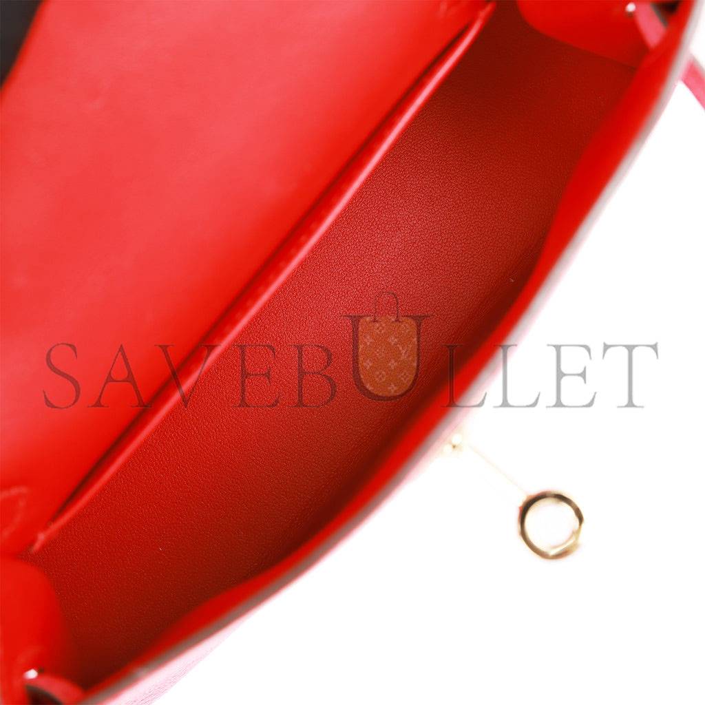 HERMES SPECIAL ORDER (HSS) KELLY MINI SELLIER 20 ROUGE DE COEUR AND ROSE LIPSTICK CHEVRE PERMABRASS HARDWARE (19*12*5.5cm)