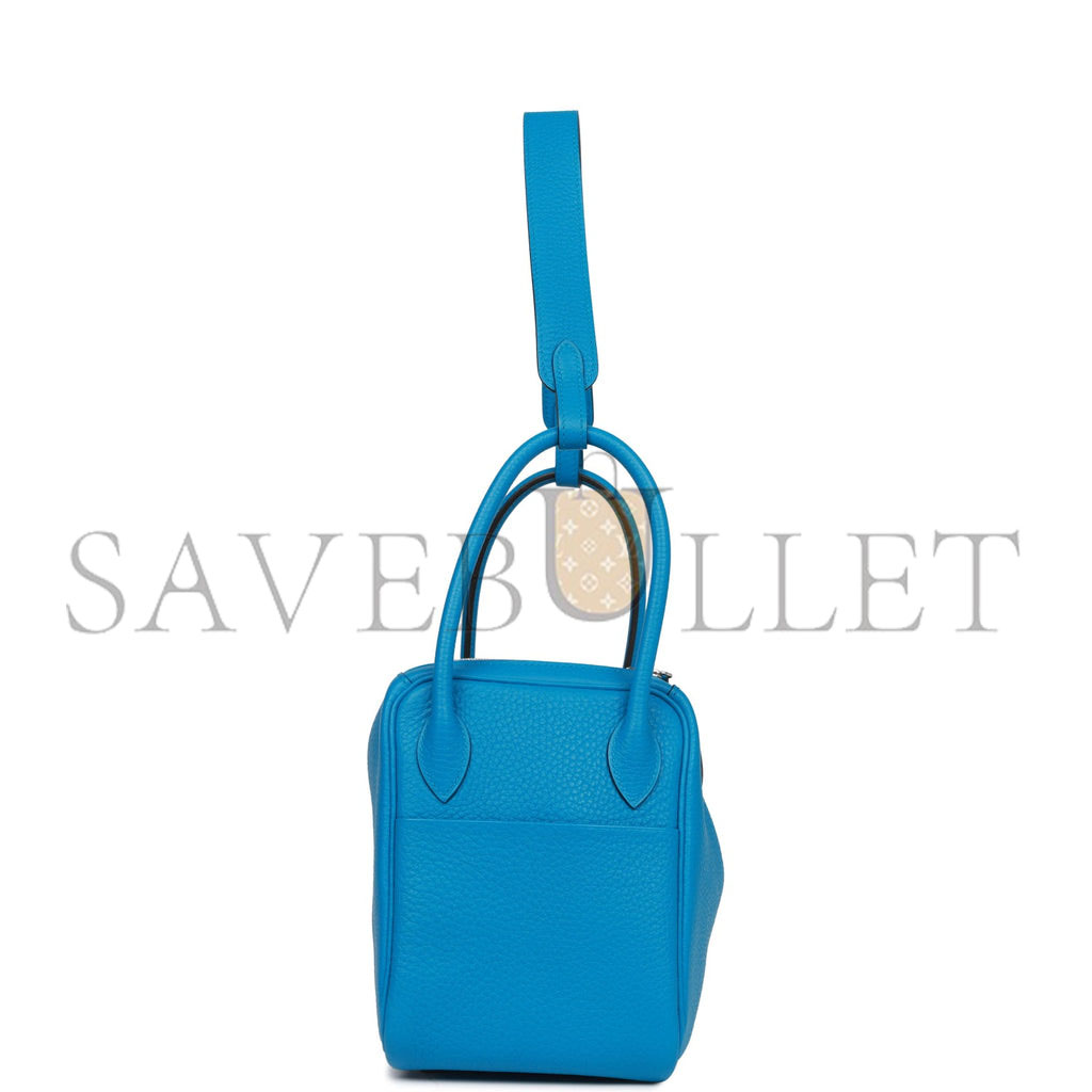 HERMES LINDY 26 BLEU ZANZIBAR VERSO CLEMENCE PALLADIUM HARDWARE(26*18*12cm)