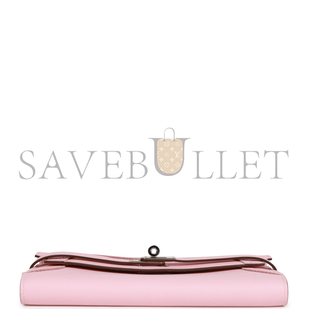 HERMES GHILLIES KELLY WALLET ROSE SAKURA SWIFT PALLADIUM HARDWARE (20cm)