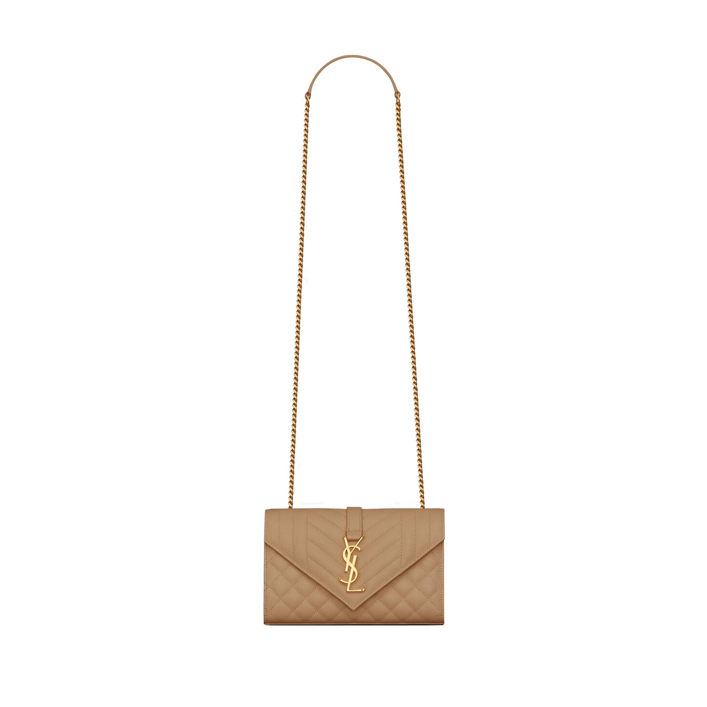 YSL ENVELOPE SMALL BAG IN MIX MATELASS&EACUTE; GRAIN DE POUDRE EMBOSSED LEATHER 600195BOW912346 (21*13*6cm)