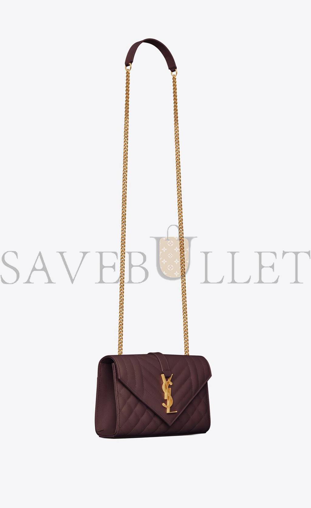 YSL ENVELOPE SMALL BAG IN MIX MATELASS&EACUTE; GRAIN DE POUDRE EMBOSSED LEATHER 600195BOW916475 (21*13*6cm)