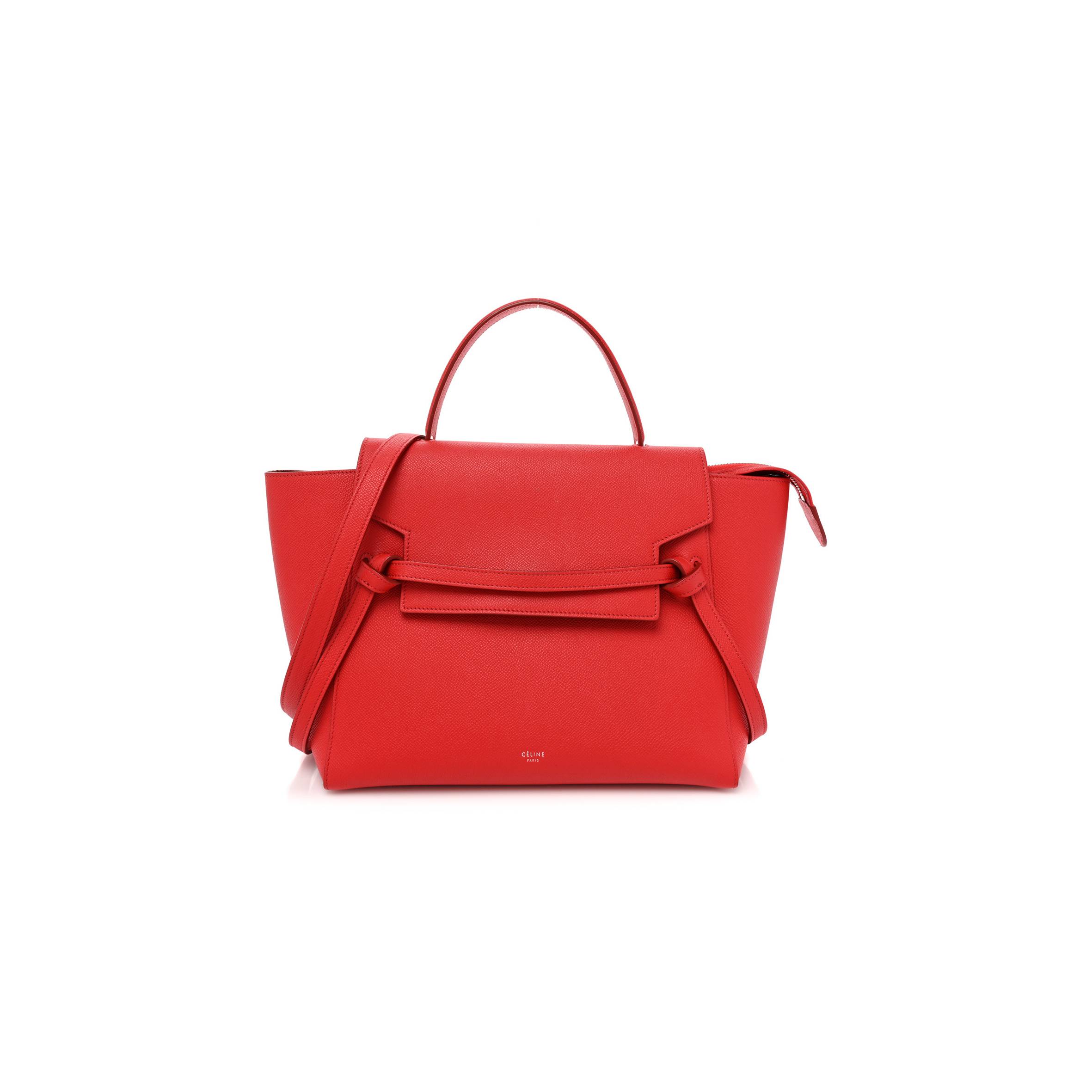 CELINE GRAINED CALFSKIN MINI BELT BAG COQUELICOT (32*30*18cm)