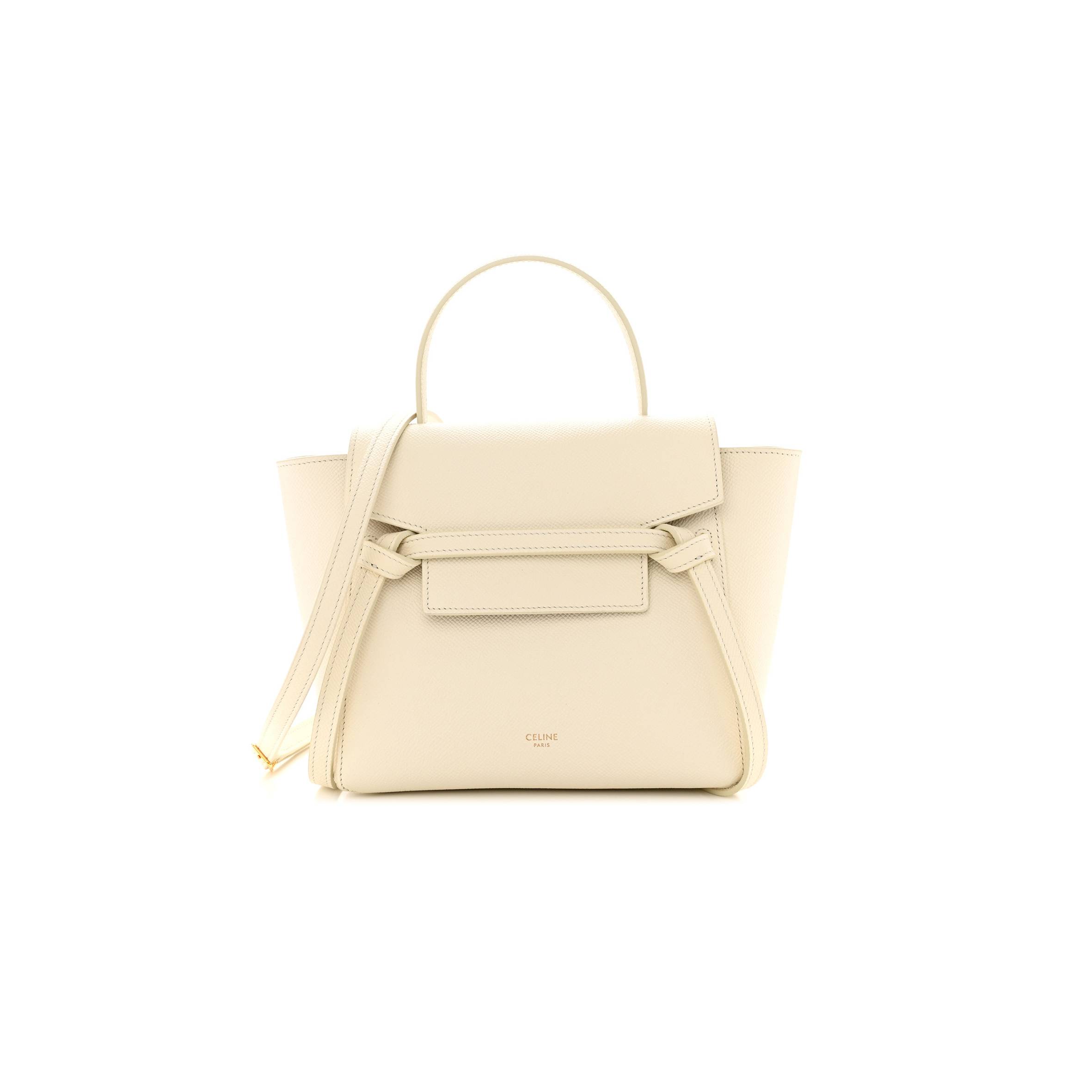 CELINE GRAINED CALFSKIN NANO BELT BAG WHITE  (15*14*8cm)