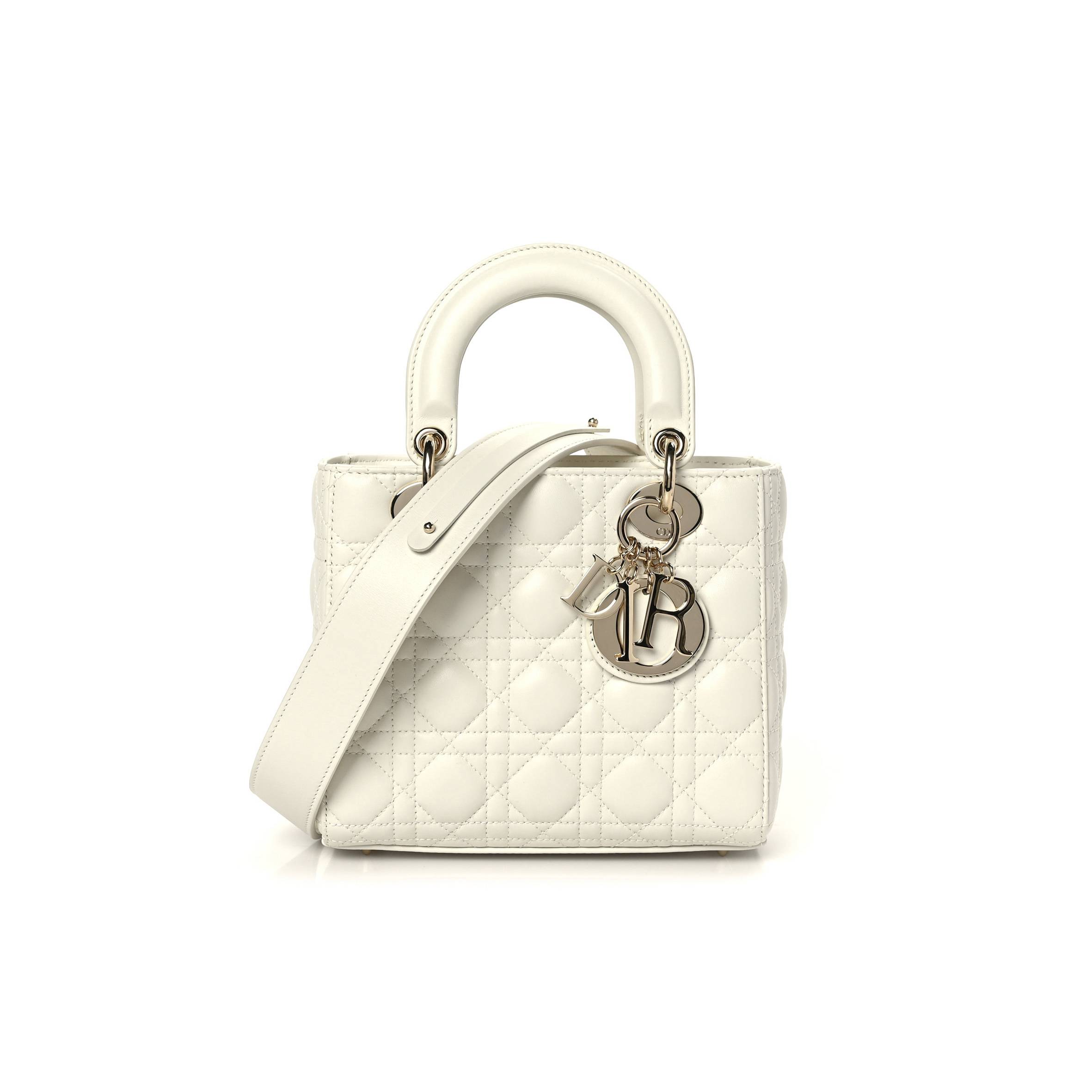 DIOR LAMBSKIN CANNAGE SMALL MY ABCDIOR LADY DIOR WHITE (20*18*8.9cm)