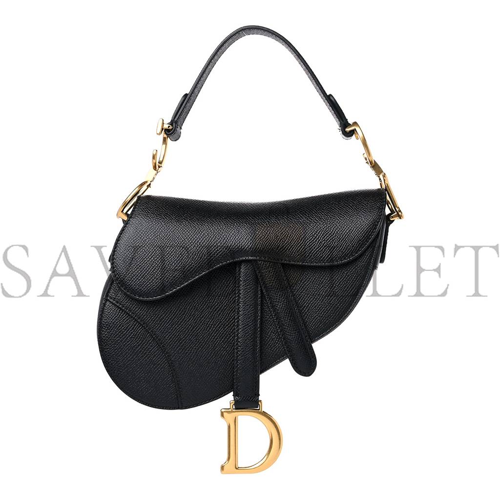 DIOR GRAINED CALFSKIN MINI SADDLE BAG BLACK (18*15*5.1cm)