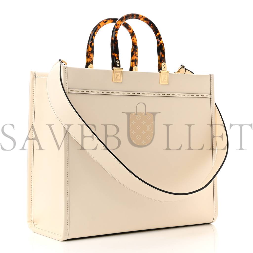 FENDI VITELLO KING PLEXIGLASS MEDIUM FENDI SUNSHINE SHOPPER TOTE WHITE ICE (36*30*15cm)